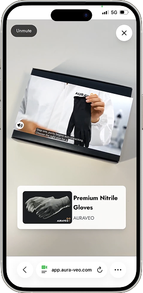 Phone screen showing product experience preview